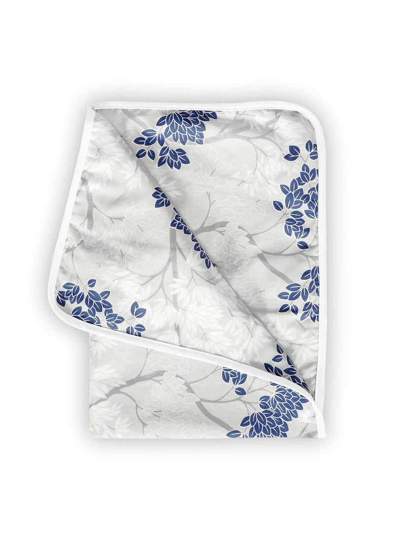 Divine Casa Floret 100 Cotton Single Kids Dohar 120 GSM Soft Lightweight Throw Blanket Cozy Breathable Bedding AllSeason Comfort 140 x 100 CM Grey Blue