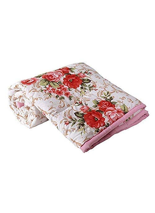 CK CREATION Polyester AllWeather 120 GSM Printed Lightweight Reversible AC Dohar Blanket Quilt Pink Flower Single
