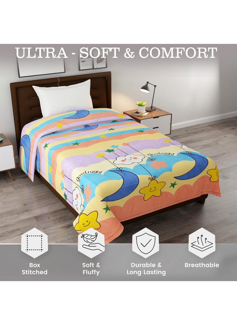 FRESH FROM LOOM Summer Collection Single Bed Kids Bed Blanket Cartoon Printed Dohar for Kids Boy Girls Glace Cotton Soft Children Comforters Summer Blanket 60x90 Inch Gud Night Multi Color