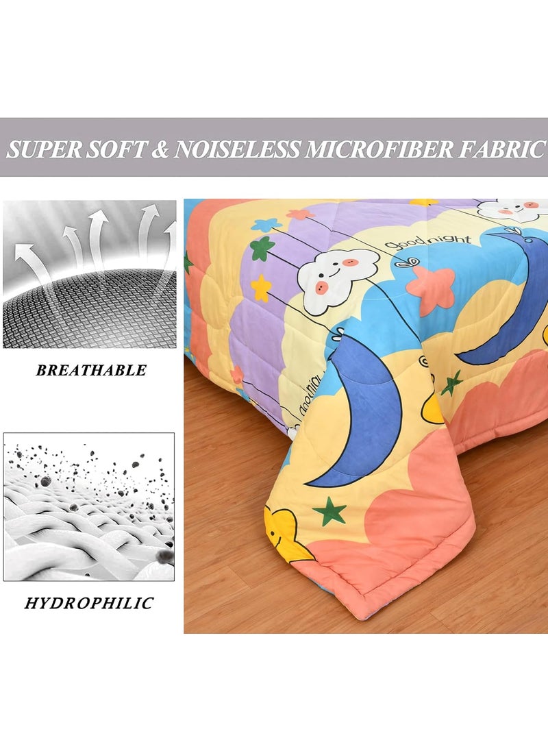 FRESH FROM LOOM Summer Collection Single Bed Kids Bed Blanket Cartoon Printed Dohar for Kids Boy Girls Glace Cotton Soft Children Comforters Summer Blanket 60x90 Inch Gud Night Multi Color