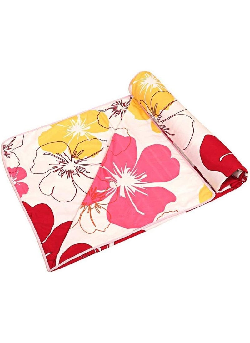 CK CREATION Polyester AllWeather 120 GSM Printed Lightweight Reversible AC Dohar Blanket Quilt Big Pink Flower Single