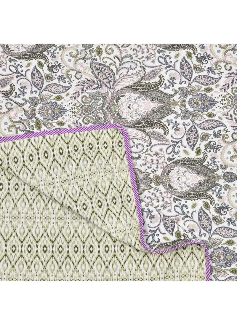 Tzafrir Dohar Double Bed Cotton AC Blanket Comforter Reversible Blanket for Summer 84 x 96 Purple Green Pack of 1