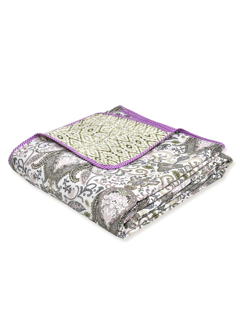 Tzafrir Dohar Double Bed Cotton AC Blanket Comforter Reversible Blanket for Summer 84 x 96 Purple Green Pack of 1