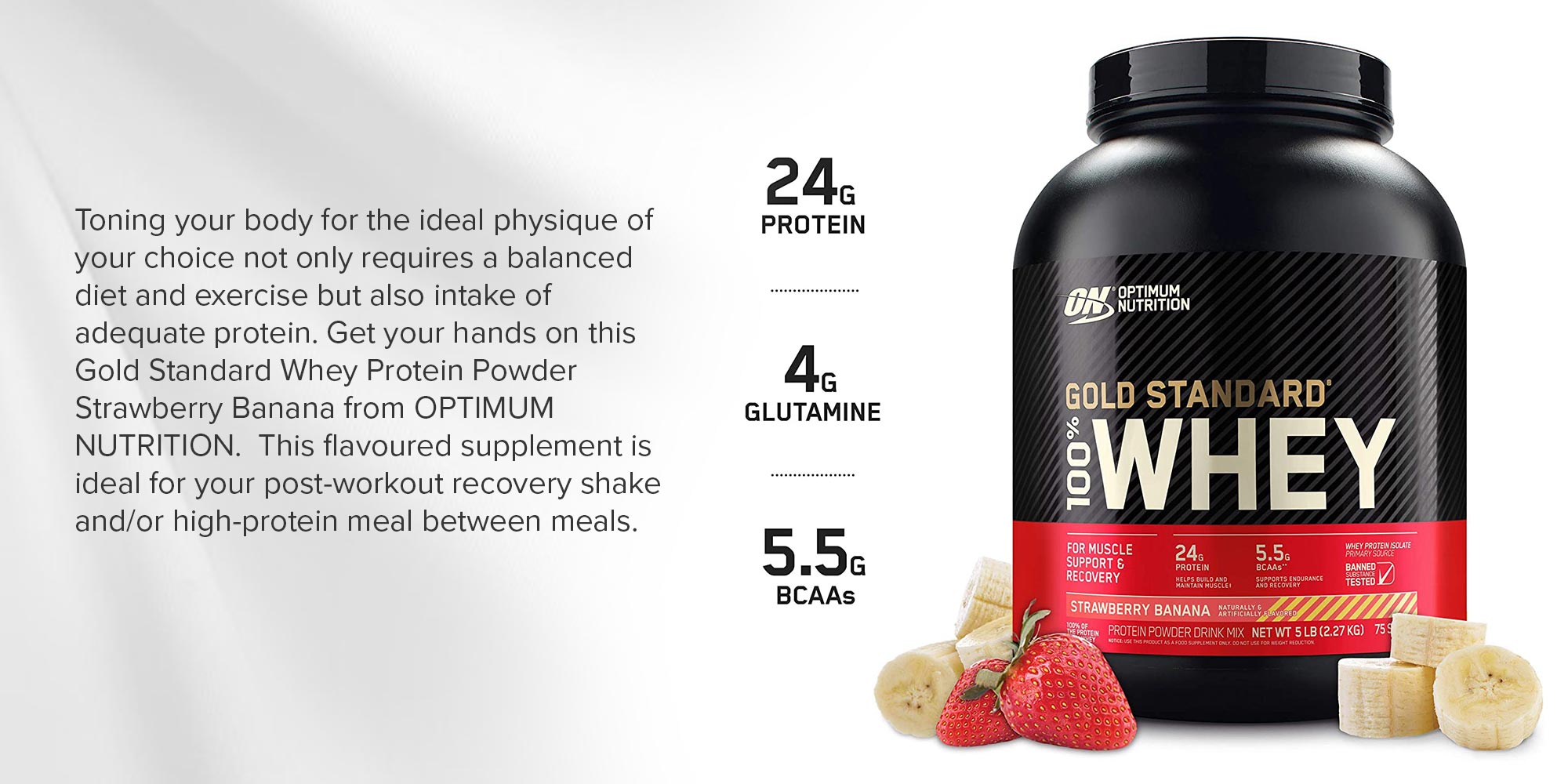 Gold Standard Whey Protein Powder - Strawberry Banana