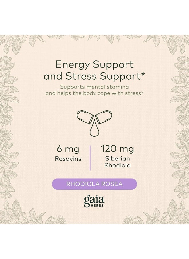 Rhodiola Rosea - Stress Support Supplement Traditionally For Supporting Healthy Stamina And Endurance - With Siberian Rhodiola Root Extract - 60 Vegan Liquid Phyto-Capsules (30-Day Supply)