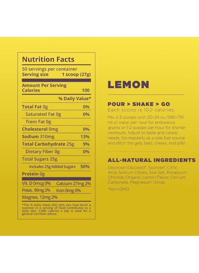 Endurance Fuel, Sports Drink Powder Mix With Electrolytes, Non-Gmo, Free Of Soy, Dairy, And Gluten, Vegan Friendly, Lemon, 50 Servings