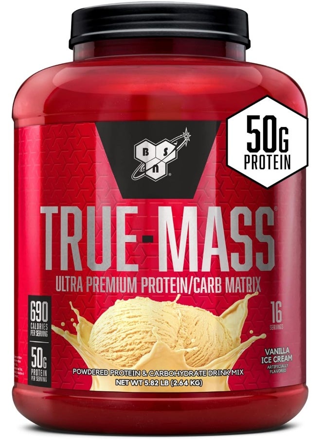 True-Mass Weight Gainer, Muscle Mass Gainer Protein Powder, Vanilla, 5.82 Pound