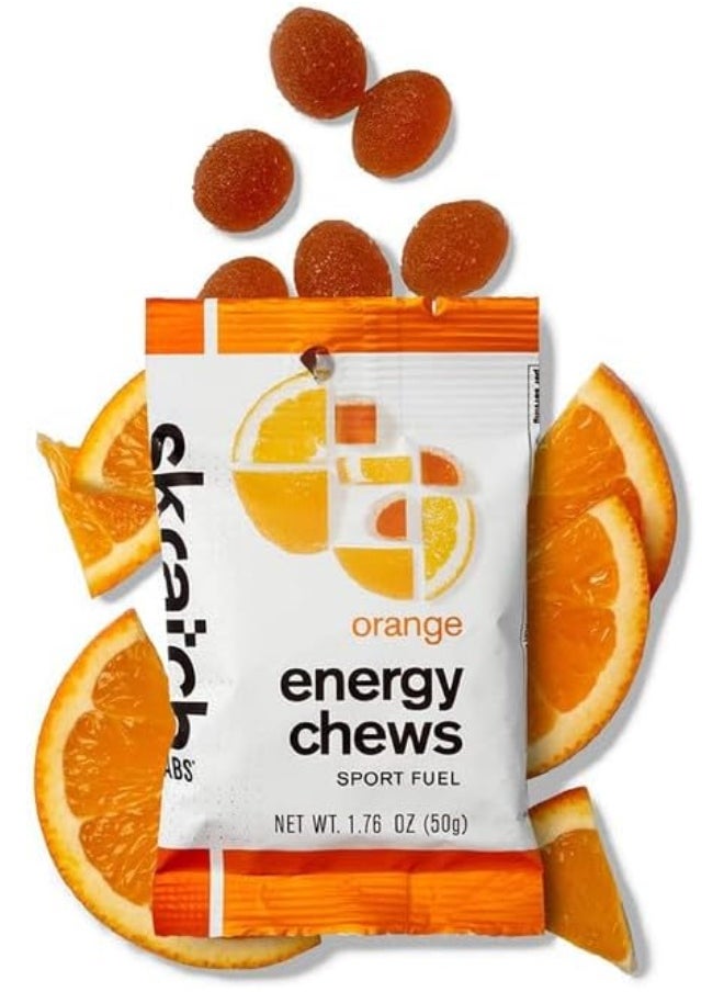 Energy Chews | Energy Gummies For Running, Cycling, And Sports Performance | Energy Gel Alternative | Orange (10 Pack) | Gluten Free, Vegan