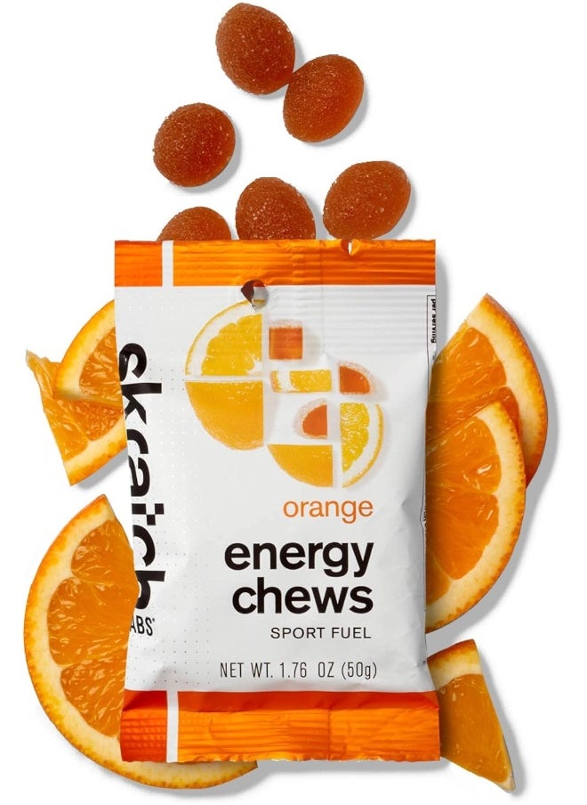 Energy Chews | Energy Gummies For Running, Cycling, And Sports Performance | Energy Gel Alternative | Orange (10 Pack) | Gluten Free, Vegan