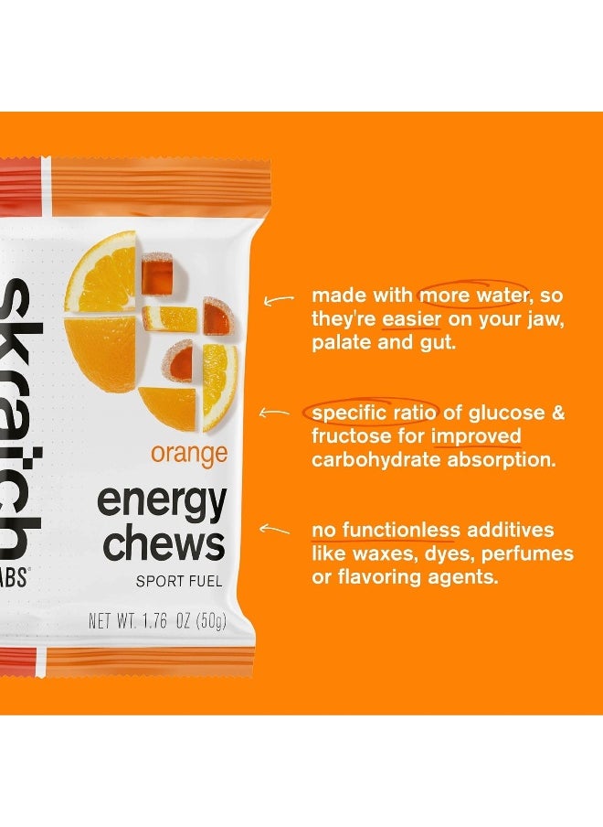 Energy Chews | Energy Gummies For Running, Cycling, And Sports Performance | Energy Gel Alternative | Orange (10 Pack) | Gluten Free, Vegan