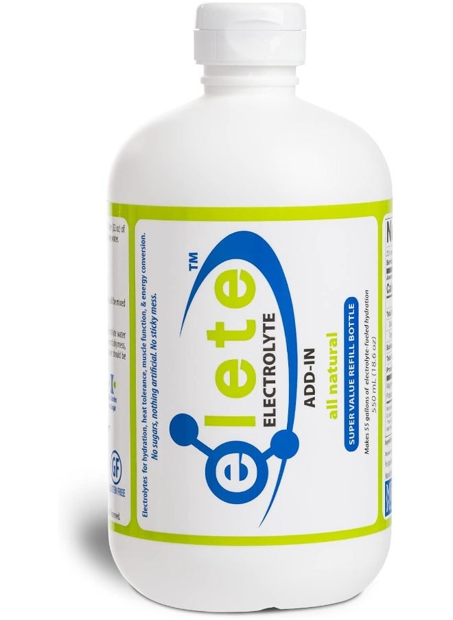 Elete Electrolyte Add-In Hydration Drops | Sodium, Magnesium, Potassium & Trace Minerals | Unflavored, All Natural | Leg And Muscle Cramp Relief | Transform Any Drink Into A Sports Drink, 18.6Oz