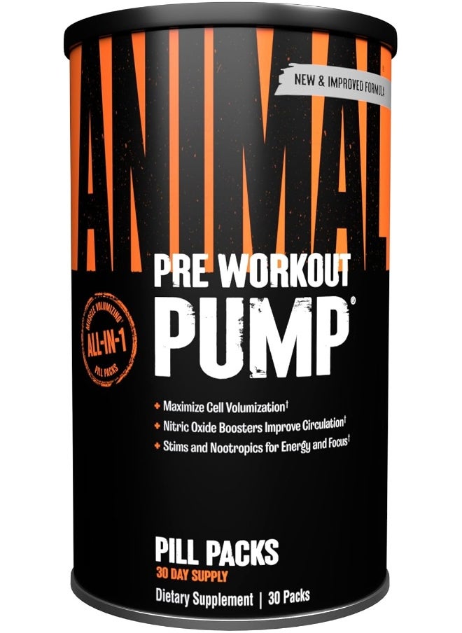 Pump – Preworkout - Vein Popping Pumps – Energy And Focus – Creatine – Nitric Oxide – Easy To Remove Stimulant Pill For Anytime Workouts – 30 Packs