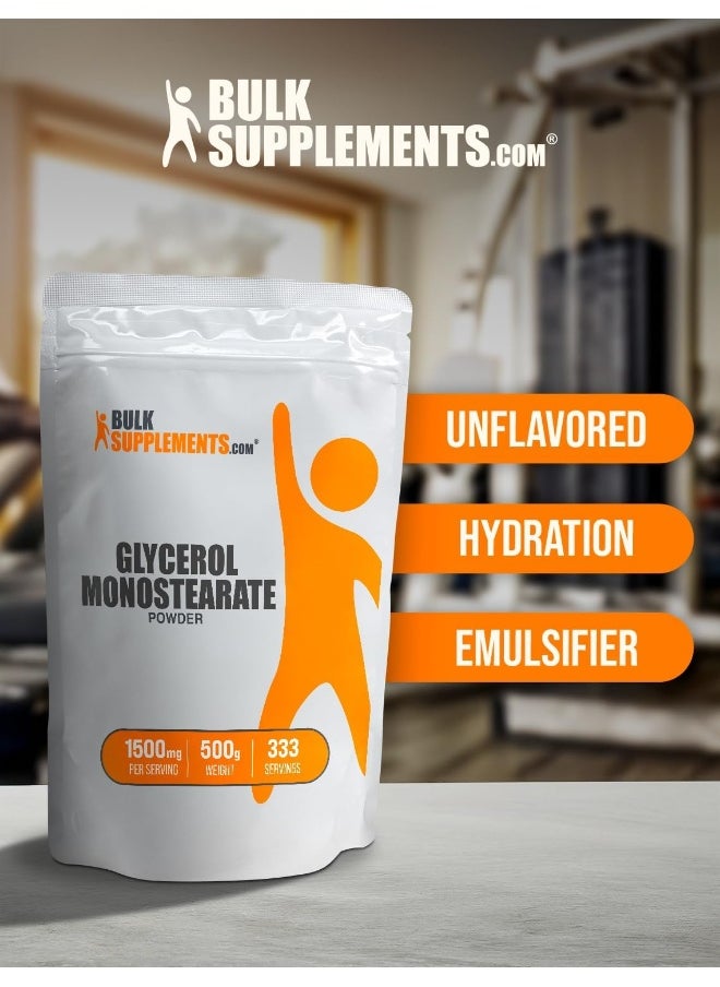 .Com Glycerol Monostearate Powder - Glycerol Powder For Endurance & Hydration - Food Grade, Gluten Free - 1500Mg Per Serving, 333 Servings (500 Grams - 1.1 Lbs)