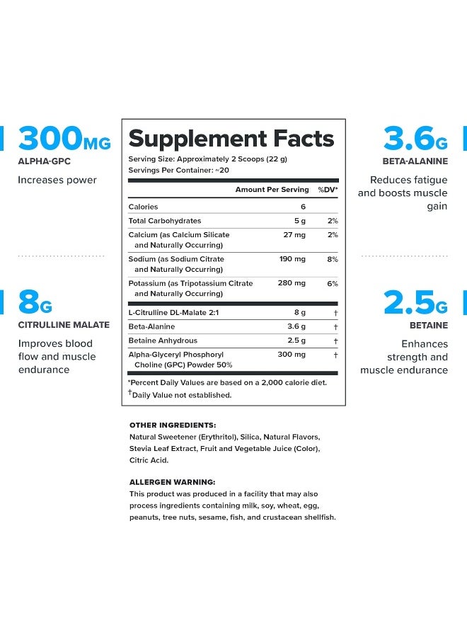 Pulse Pre Workout Supplement - All Natural Nitric Oxide Preworkout Drink To Boost Energy, Creatine Free, Naturally Sweetened, Beta Alanine, Citrulline, Alpha Gpc (Caffeine Free Fruit Punch)