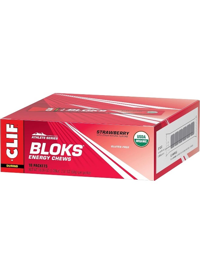 Clif Bloks - Energy Chews - Strawberry Flavor - (2.1 Ounce Packet, 18 Count)