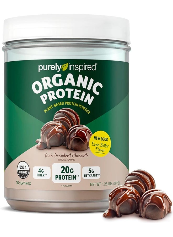 Organic Protein Plant-Based Nutritional Shake Powder For Men & Women Decadent Chocolate Flavor, 612Gm