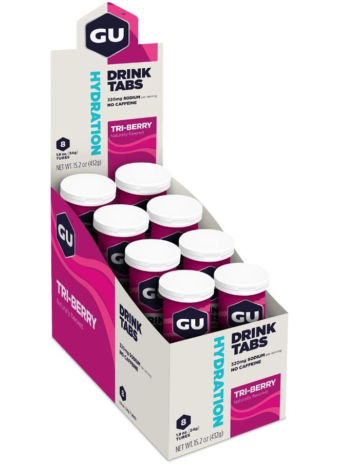 Gu Energy Hydration Electrolyte Drink Tablets, 8-Count (96 Servings), Tri-Berry