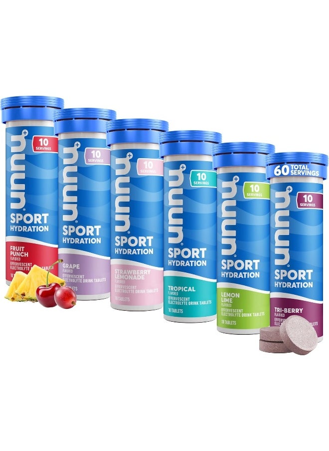 Sport: Electrolyte Drink Tablets, Variety Pack, (60 Servings), 10 Count (Pack Of 6)