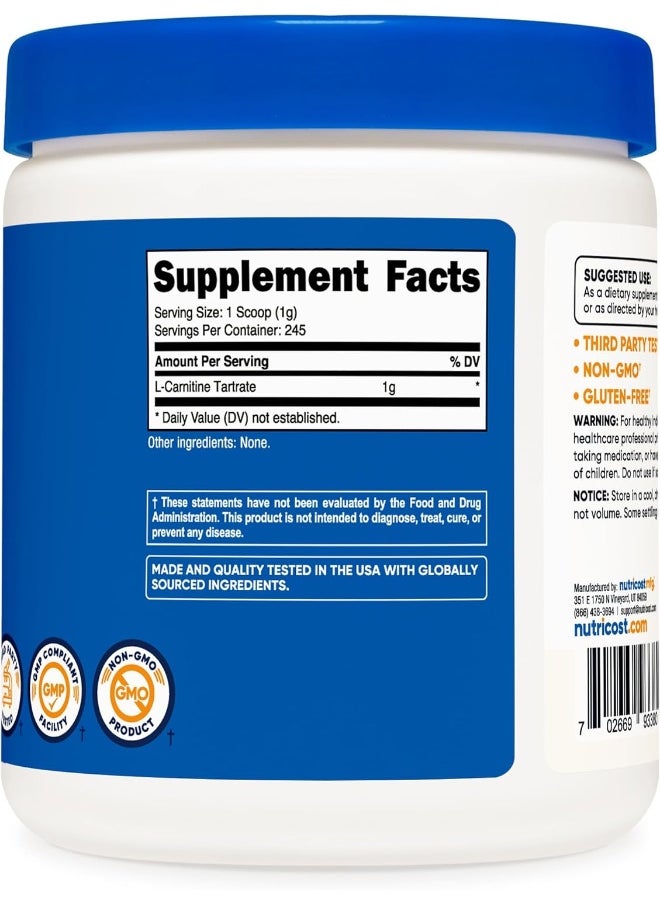L-Carnitine Tartrate 500Mg, 120 Capsules - 1000Mg Per Serving (60 Servings)