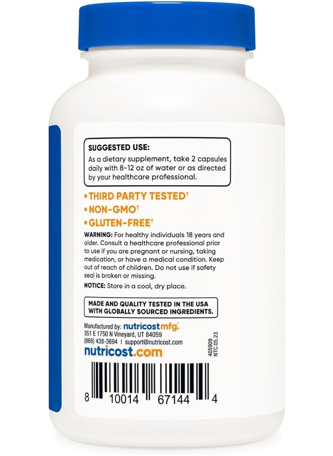 L-Carnitine Tartrate 500Mg, 120 Capsules - 1000Mg Per Serving (60 Servings)