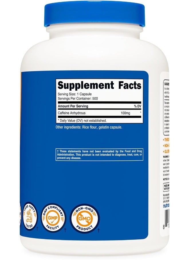 Nutricost Caffeine Pills 100mg, 500 Capsules