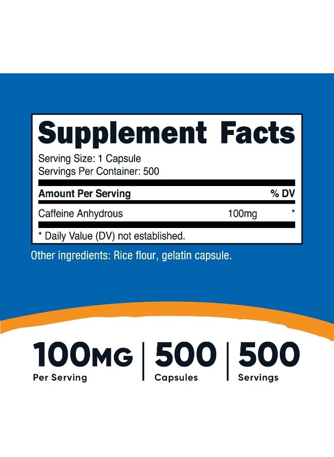 Nutricost Caffeine Pills 100mg, 500 Capsules
