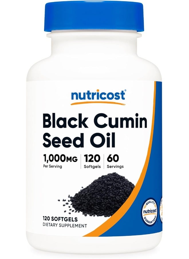 Black Seed Oil (Cumin) - Cold Pressed, Source Of Omega 3 6 9-120 Softgels, 1000Mg Per Serving, 60 Servings - Non-Gmo And Gluten Free