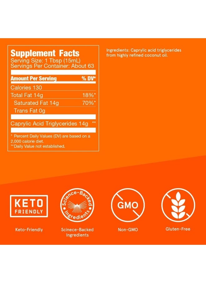 Brain Octane Mct Oil 32 Oz, Perfect For Keto And Paleo Diet, 100% Non-Gmo Premium C8 Oil