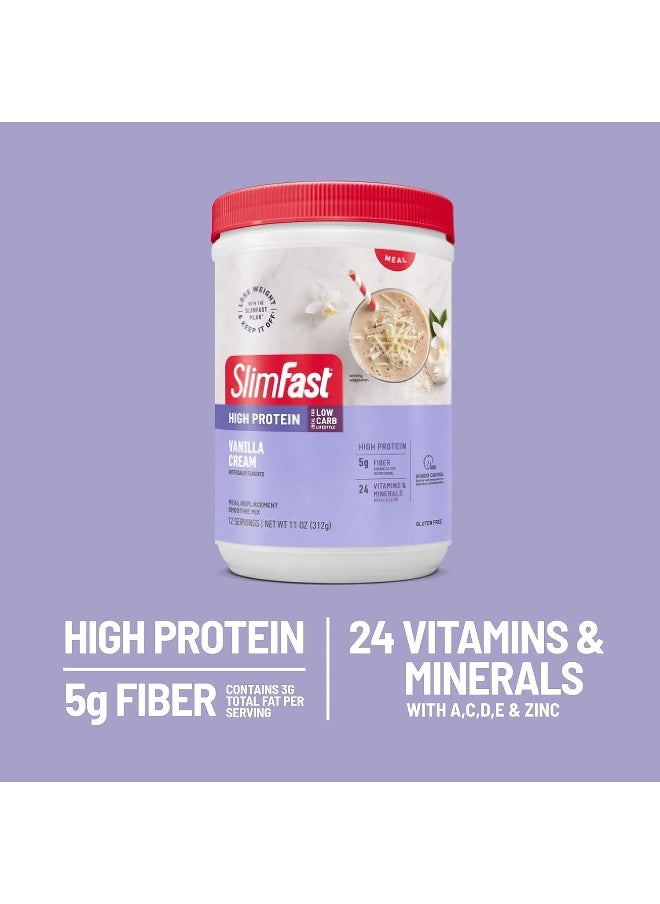 Meal Replacement Smoothie Mix, 24 Servings, High Protein, Vanilla Cream, 20G Of Protein With Milk, 12 Servings (Pack Of 2) (Packaging May Vary)