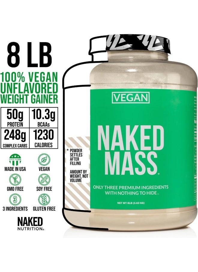 Naked Vegan Mass – Natural Vegan Weight Gainer Protein Powder – 8Lb Bulk, Gmo Free, Gluten Free, Soy Free & Dairy Free. No Artificial Ingredients – 1,230 Calories – 11 Servings
