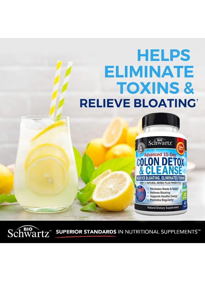 15-Day Fast Acting Colon Detox & Cleanser, Extra Strength Formula, 45 Veggie Caps