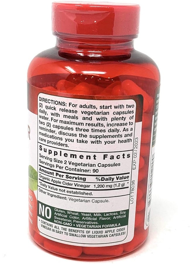 Apple Cider Vinegar 1200 Mg, 180 Capsules