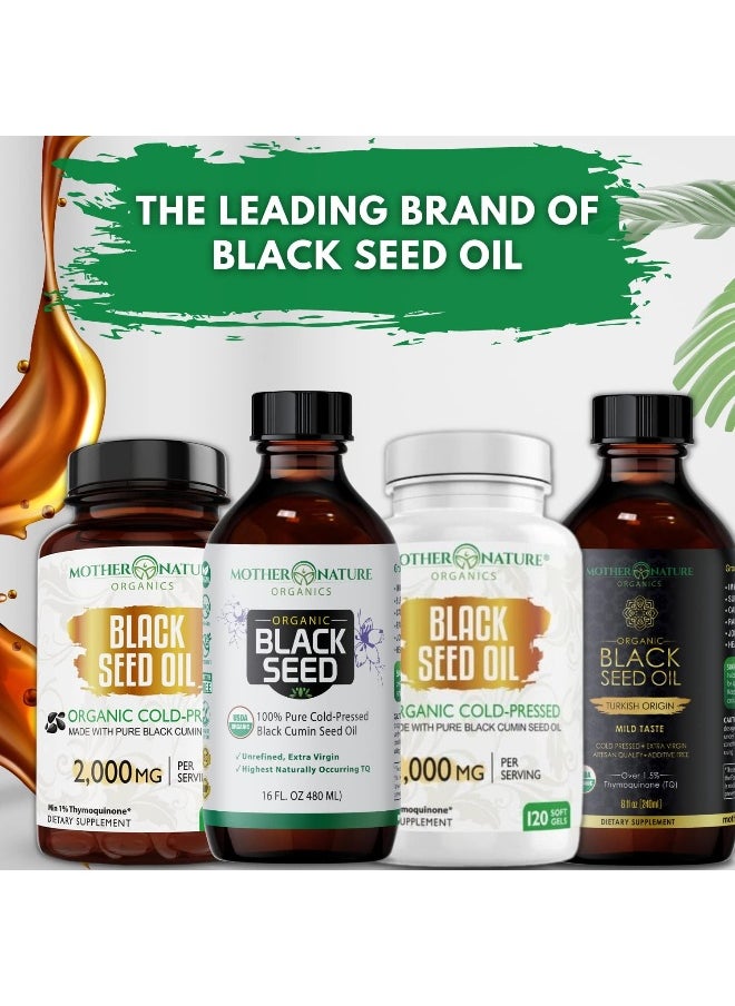 Black Seed Oil - Premium Organic Cold-Pressed Cumin Nigella Sativa (16 Oz) - For Immunity Support, Joints, Digestion, Hair & Skin - Extra Virgin, Gluten-Free, Non-Gmo & Vegan With Omega 3,6, & 9