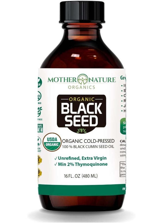 Black Seed Oil - Premium Organic Cold-Pressed Cumin Nigella Sativa (16 Oz) - For Immunity Support, Joints, Digestion, Hair & Skin - Extra Virgin, Gluten-Free, Non-Gmo & Vegan With Omega 3,6, & 9