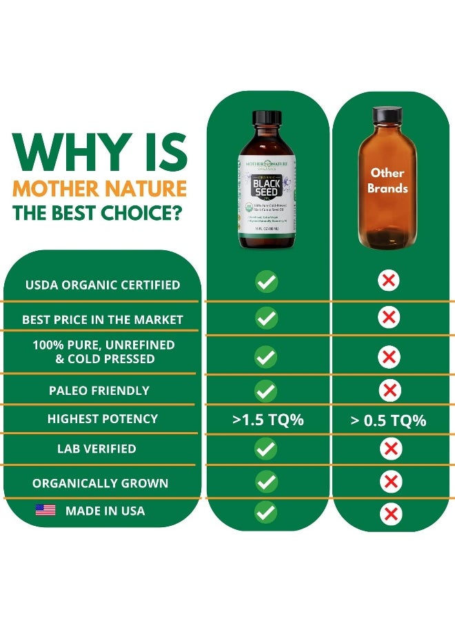 Black Seed Oil - Premium Organic Cold-Pressed Cumin Nigella Sativa (16 Oz) - For Immunity Support, Joints, Digestion, Hair & Skin - Extra Virgin, Gluten-Free, Non-Gmo & Vegan With Omega 3,6, & 9