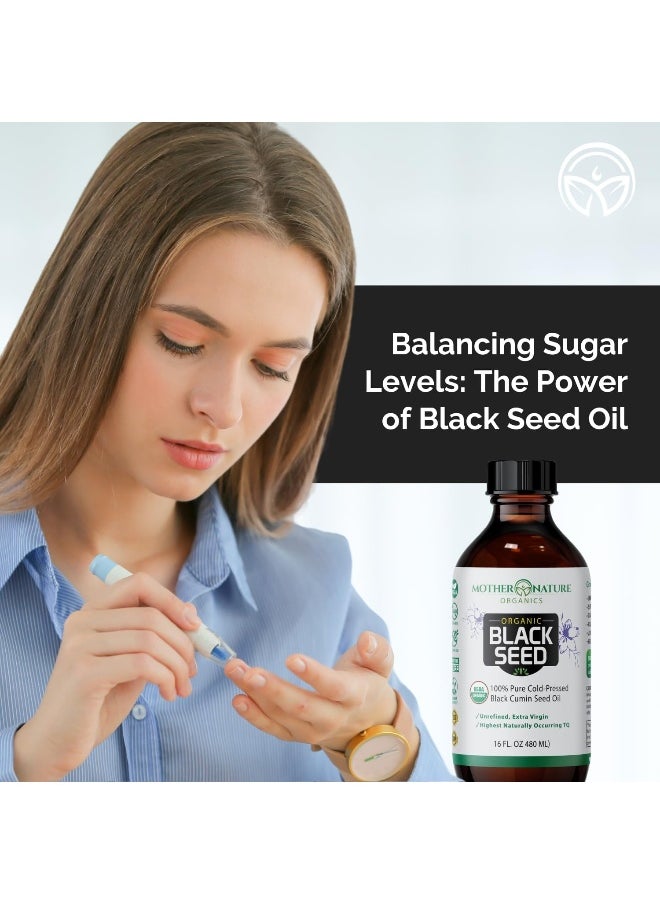 Black Seed Oil - Premium Organic Cold-Pressed Cumin Nigella Sativa (16 Oz) - For Immunity Support, Joints, Digestion, Hair & Skin - Extra Virgin, Gluten-Free, Non-Gmo & Vegan With Omega 3,6, & 9