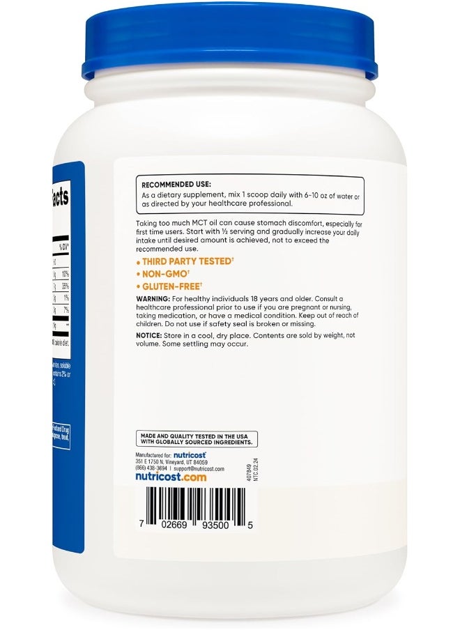 Mct Oil Powder - Great For Keto, Ketosis And Ketogenic Diets - Zero Net Carbs - Made In The Usa, Non-Gmo + Gluten Free 2Lbs
