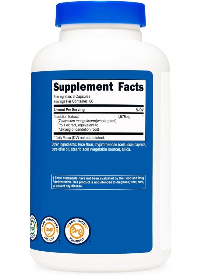 Dandelion Root 525Mg, 240 Capsules - 1575Mg Serving, Non-Gmo, Gluten Free