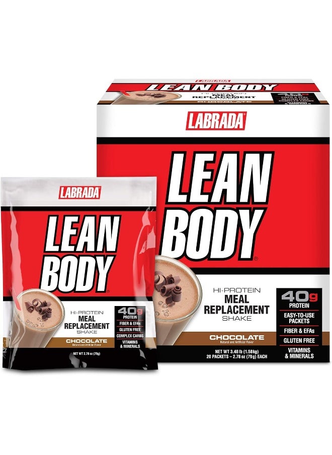 Nutrition Lean Body Hi-Protein Meal Replacement Shake (Chocolate, Pack Of 20, 2.78Oz/79 G Each)