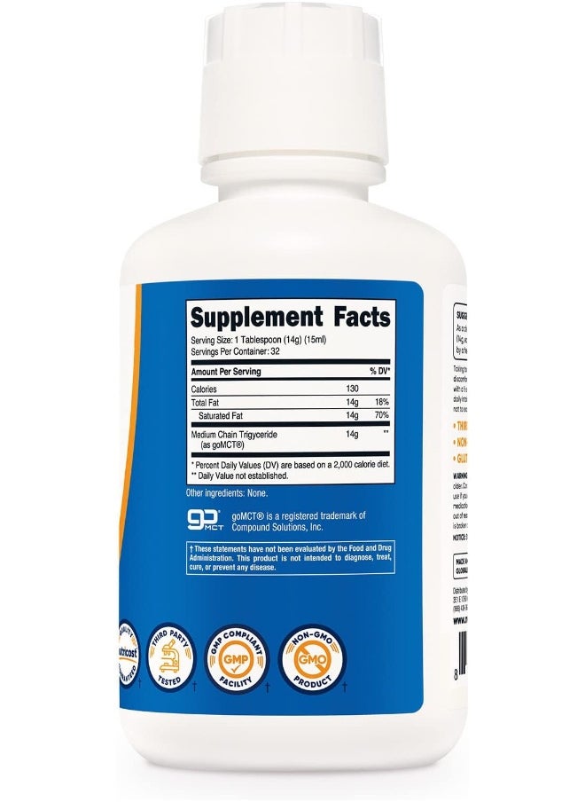 Nutricost C8 MCT Oil 16oz - Keto, Paleo, Non-GMO