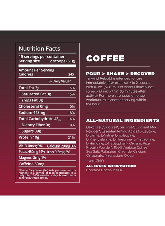 Recovery Mix, Complete Protein, Carbohydrates, And Electrolytes Powder Drink Mix For Post-Workout, Free Of Gluten, Soy, And Dairy, Vegan, 15 Servings, Coffee