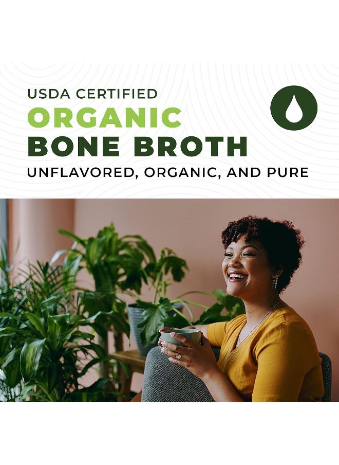 Organic Grass Fed Beef Bone Broth Protein Powder - 470Ml, 20 Servings. Unflavoured, Pure. Keto Friendly Protein Powder. Paleo, Usda Certified Organic