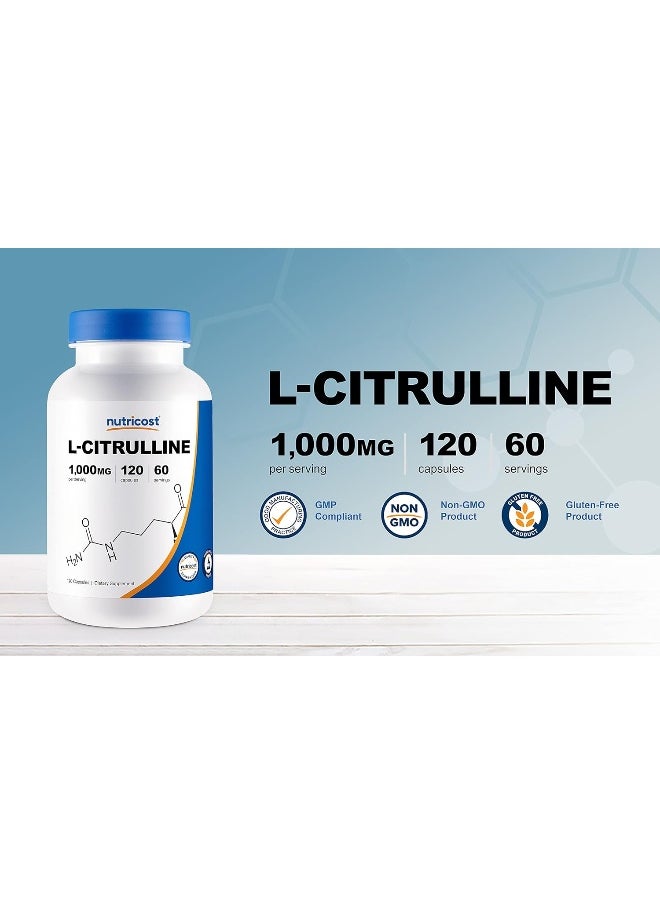 L-Citrulline 500Mg, 120 Capsules - Gluten Free, Non-Gmo