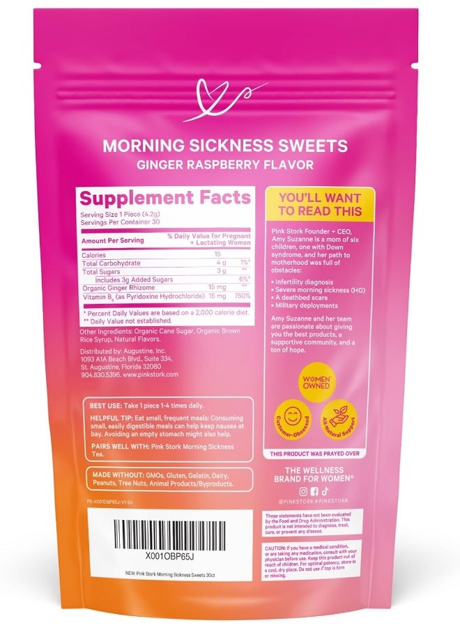 Morning Sickness Organic Hard Candy - Ginger Raspberry