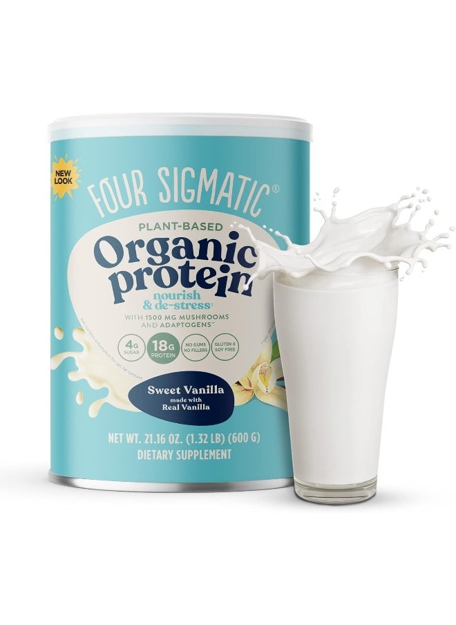 Organic Plant-Based Protein Powder By | Sweet Vanilla Protein With Lion’S Mane, Chaga, Cordyceps, And More | Clean Vegan Protein Elevated For Brain Function And Immune Support | 21.16 Oz