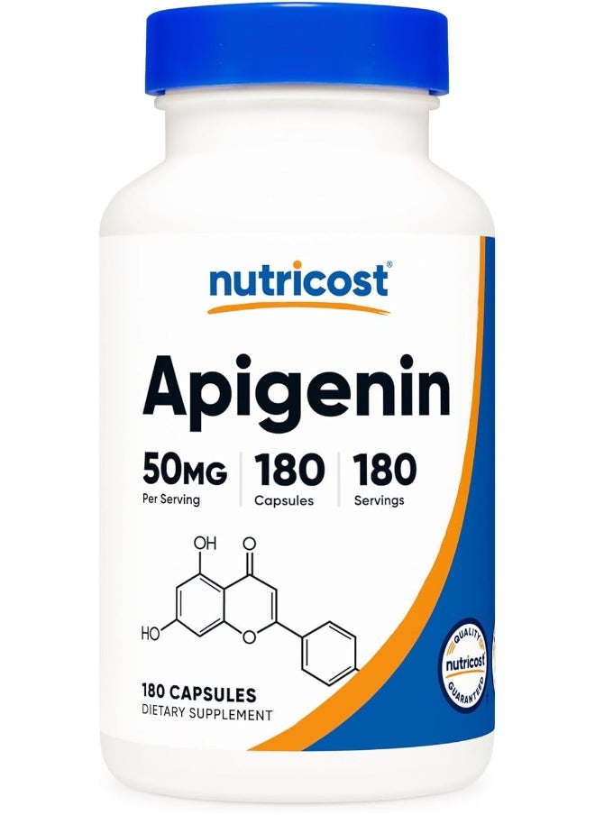 Apigenin 50Mg, 180 Capsules - Non-Gmo, Gluten Free, Vegan