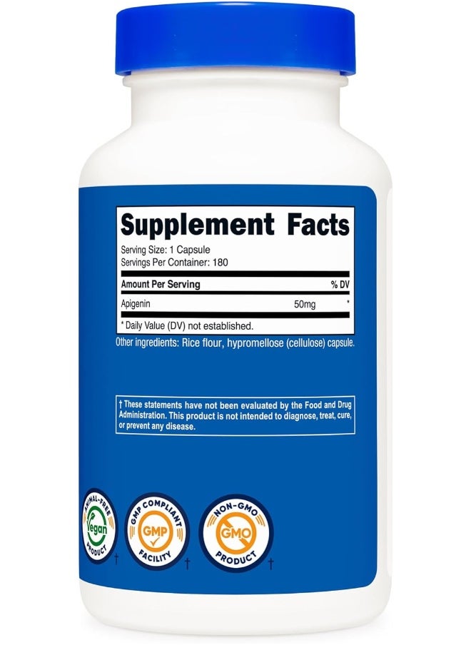 Apigenin 50Mg, 180 Capsules - Non-Gmo, Gluten Free, Vegan