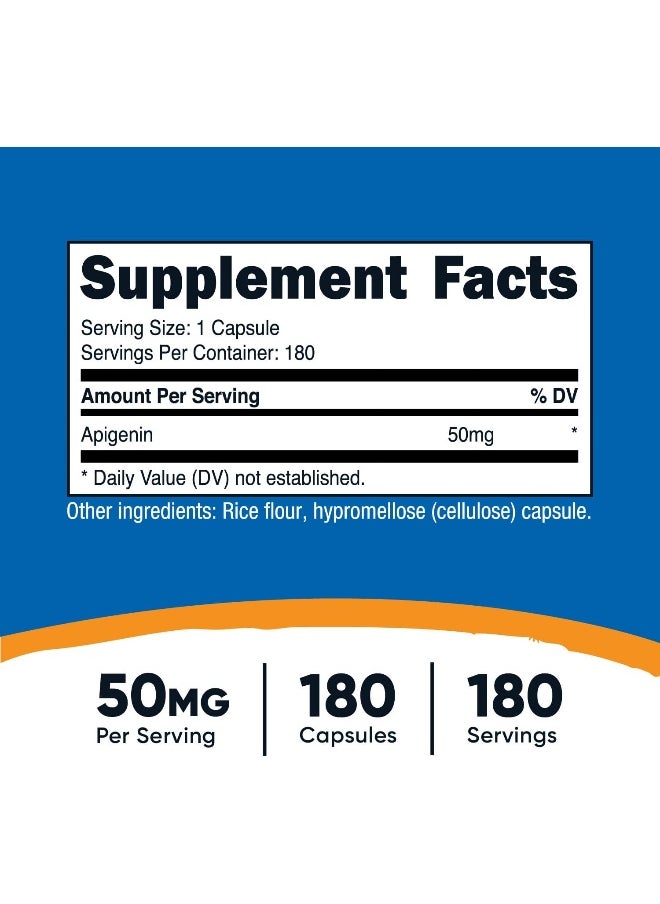 Apigenin 50Mg, 180 Capsules - Non-Gmo, Gluten Free, Vegan