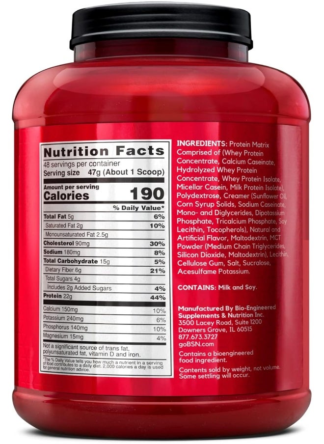 BSN Syntha-6 Ultra Premium Protein Matrix, Whey Protein Powder, Micellar Casein, Milk Protein Isolate Powder - Vanilla Ice Cream, 5 lbs, 48 Servings (2.27 KG)