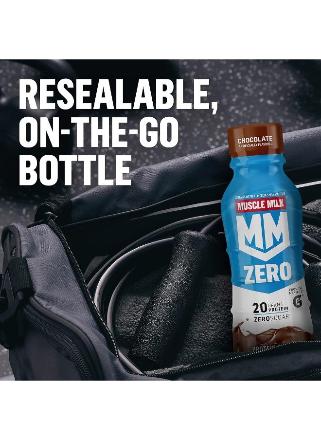 Zero Protein Shake, Chocolate, 11.2 Fl Oz (Pack Of 12), 20G Protein, Zero Sugar, 100 Calories, Calcium, Vitamins A, C & D, 4G Fiber, Energizing Snack, Workout Recovery, Packaging May Vary
